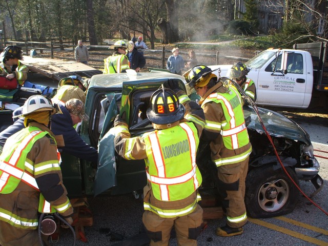 Crews extricating two patients on Kennett Pike.